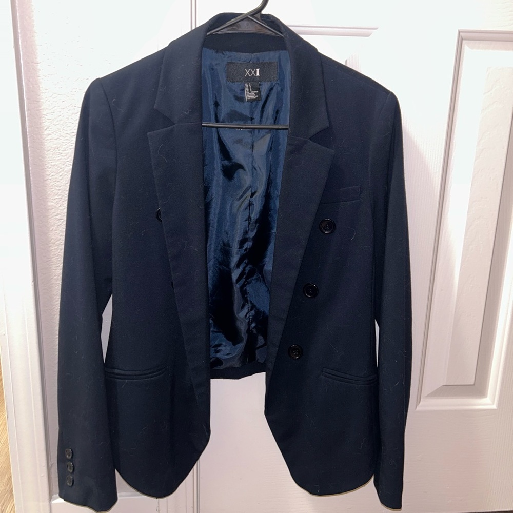 Blue Cropped Back Blazer